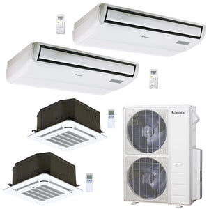4-Zone Klimaire 23.9 SEER2 Multi Split Ceiling Cassette Floor-Ceiing Air Conditioner Heat Pump System 12+12+18+18