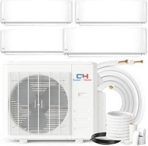 Cooper & Hunter 4 Zone 9000 9000 9000 18000 Mini Split AC/Heating System Heat Pump With 25ft Installation Kit
