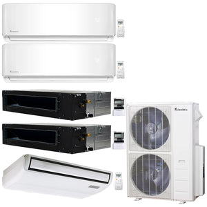 5-Zone Klimaire 20.1 SEER2 Multi Split Wall Mount Ducted Recessed Floor-ceiling Air Conditioner Heat Pump System 9+9+12+12+18