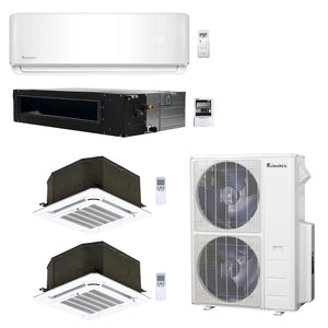 4-Zone Klimaire 21.9 SEER2 Multi Split Wall Mount Ceiling Cassette Ducted Recesssed Air Conditioner Heat Pump System 9+12+12+24
