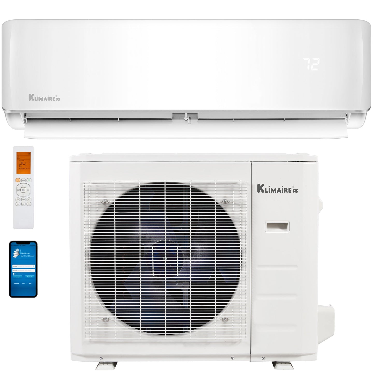 Klimaire 36,000 BTU 18 SEER2 220V Wall-Mounted Ductless Mini-Split Air Conditioner Heat Pump