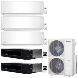 5-Zone Klimaire 20.1 SEER2 Multi Split Wall Mount Ducted Recessed Air Conditioner Heat Pump System 9+9+9+12+18