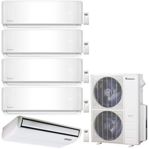 5-Zone Klimaire 21.3 SEER2 Multi Split Wall Mount Floor-ceiling Air Conditioner Heat Pump System 9+9+9+9+24