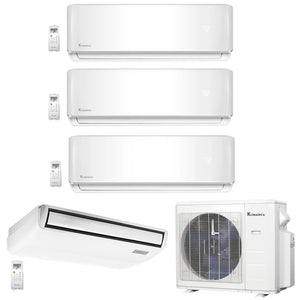 4-Zone Klimaire 23.9 SEER2 Multi Split Wall Mount Floor-Ceiling Air Conditioner Heat Pump System 9+9+12+18