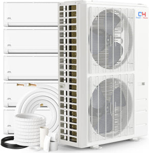 Cooper & Hunter OLIVIA Series 55,000 BTU 20.5 SEER (5) Five Zone 12000 12000 12000 12000 12000 BTU Multi Zone Ductless Mini Split Air Conditioner and Heater Full Set with 25ft Installation Kits