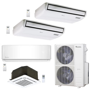 4-Zone Klimaire 23.9 SEER2 Multi Split Wall Mount Ceiling Cassette Floor-Ceiling Air Conditioner Heat Pump System 9+12+18+18