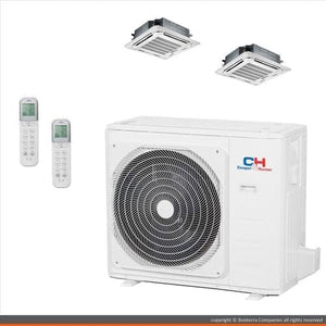 COOPER AND HUNTER Dual 2 Zone Ductless Mini Split Air Conditioner Ceiling Cassette Heat Pump 18000 18000