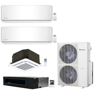 4-Zone Klimaire 21.9 SEER2 Multi Split Wall Mount Ceiling Cassette Ducted Recesssed Air Conditioner Heat Pump System 9+9+18+24