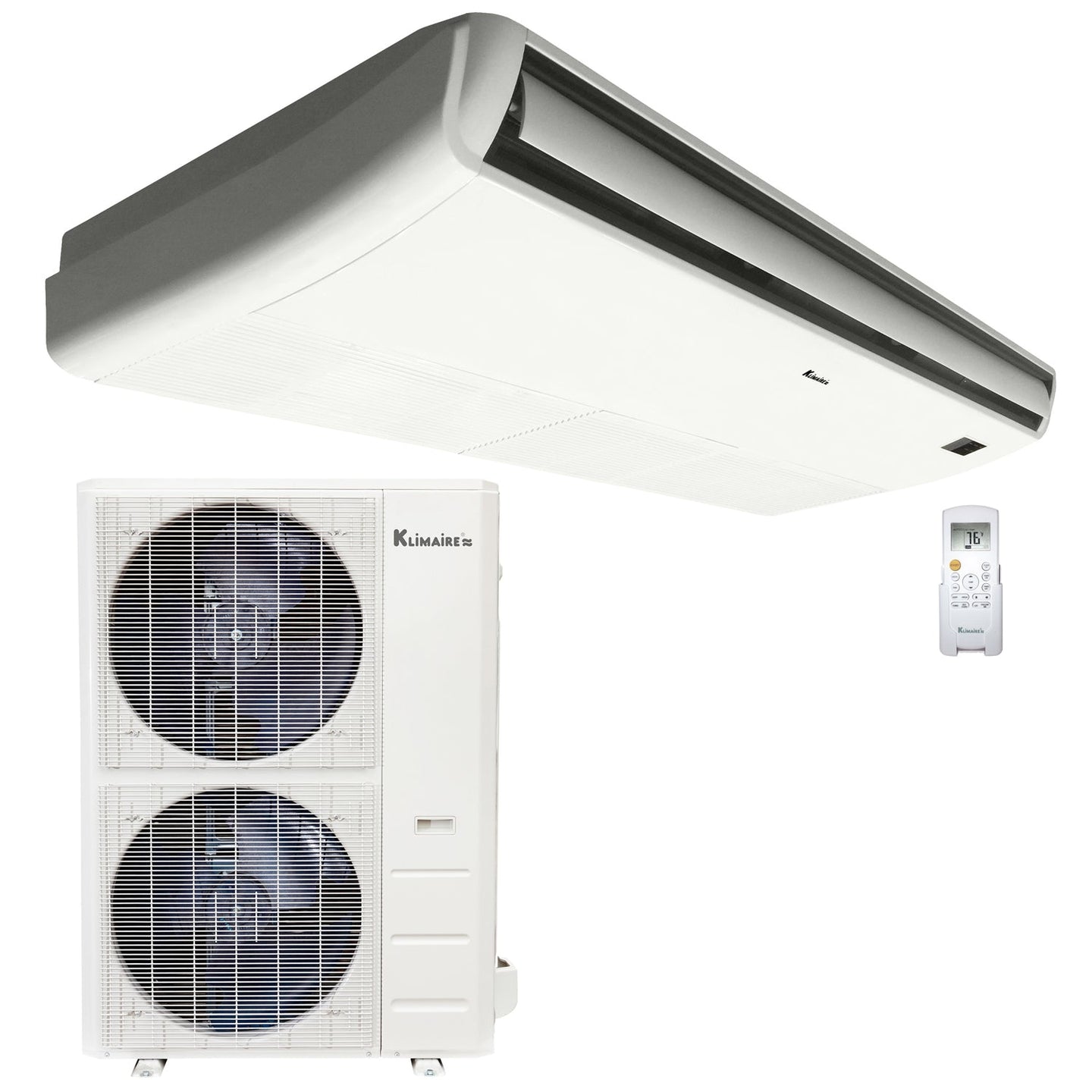 60,000 Btu 19.8 SEER2 Klimaire Light Commercial Floor-Ceiling Ductless Mini-Split Inverter Air Conditioner Heat Pump System 220V