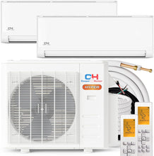 Cooper & Hunter Hyper Heat -22F Dual 2 Zone 9,000 + 9,000 BTU Ductless Mini Split Heat Pump Air Conditioner System Full Set with Two 25FT Installation Kits
