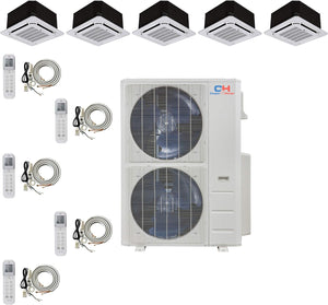 Five 5 Zone Ductless Mini Split Ceiling Cassette Air Conditioner Heat Pump 9k 9k 9k 9k 9k