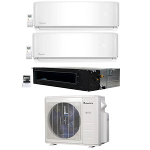 3-Zone Klimaire 21.9 SEER2 Multi Split Wall Mount Ceiling Recessed Air Conditoner Heat Pump System 9+9+18