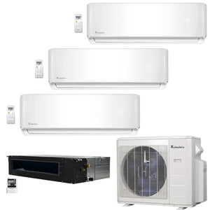 4-Zone Klimaire 21.9 SEER2 Multi Split Wall Mount Ducted Recesssed Air Conditioner Heat Pump System 9+9+9+18