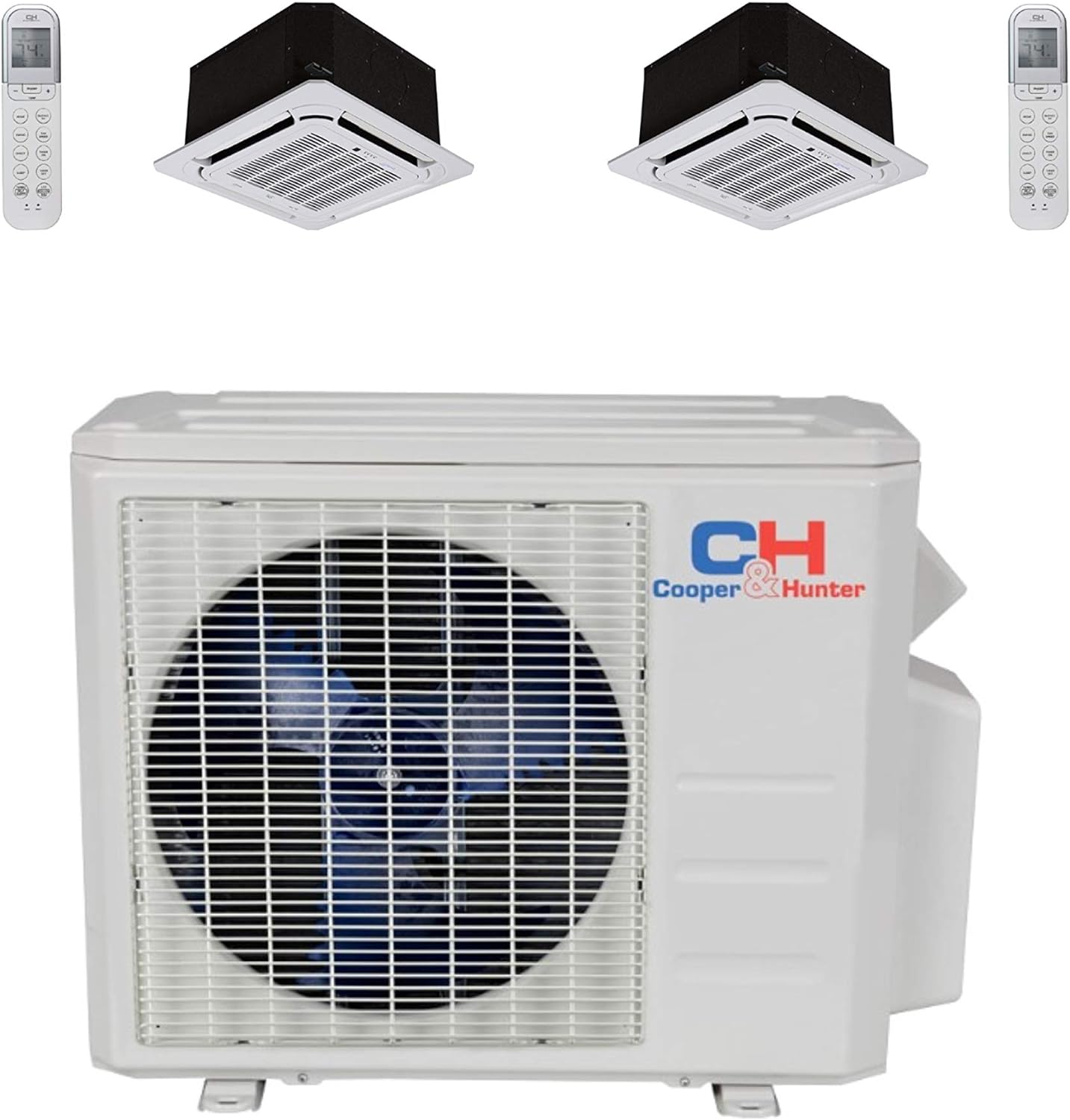 COOPER AND HUNTER Dual 2 Zone Ductless Mini Split Air Conditioner Ceiling Cassette Heat Pump 12000 12000