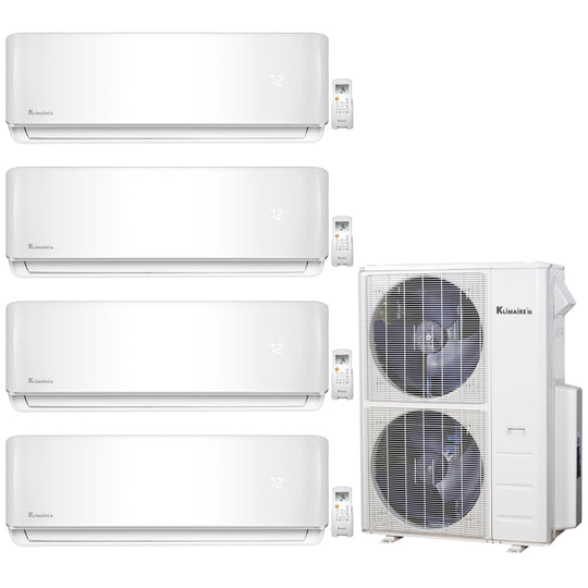 4-Zone Klimaire 23.9 SEER2 Multi Split Wall Mount Air Conditioner Heat Pump System 12+12+12+24