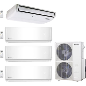 4-Zone Klimaire 23.9 SEER2 Multi Split Wall Mount Floor-Ceiling Air Conditioner Heat Pump System 12+12+12+24