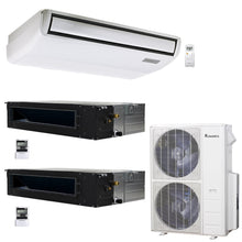 3-Zone Klimaire 21.9 SEER2 Multi Split Ducted Recessed Floor-ceiling Air Conditioner Heat Pump System 18+18+24