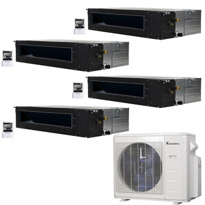 4-Zone Klimaire 20 SEER2 Multi Split Ducted Recessed Air Conditioner Heat Pump System 12+12+12+12