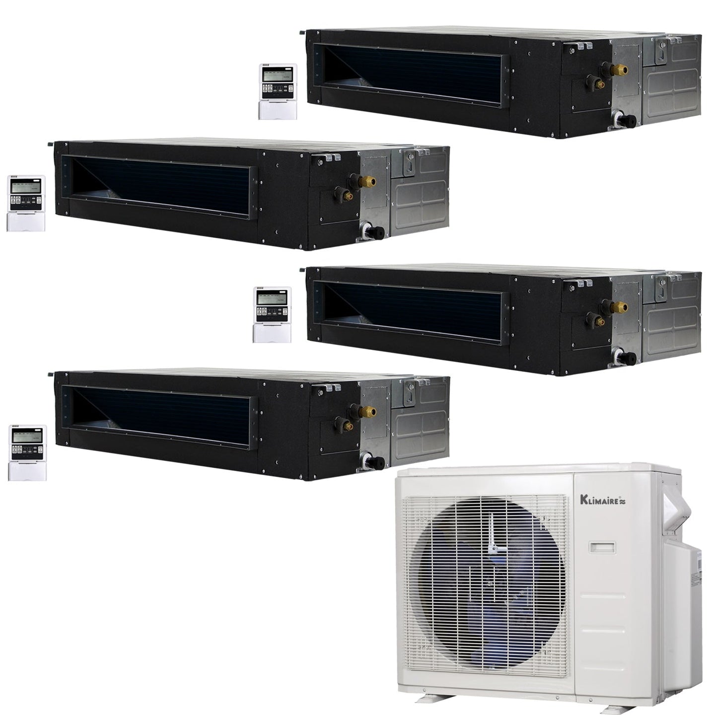 4-Zone Klimaire 20 SEER2 Multi Split Ducted Recessed Air Conditioner Heat Pump System 12+12+12+12