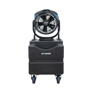 XPOWER FM-68WK Multipurpose Oscillating 3 Speed 11" Outdoor Cooling Misting Fan with Built-In Water Pump, Hose, and WT-45 Mobile Water Reservoir Tank