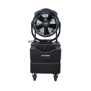 XPOWER FM-88WK Multipurpose Oscillating 3 Speed 14" Outdoor Cooling Misting Fan with Built-In Water Pump, Hose, and WT-45 Mobile Water Reservoir Tank