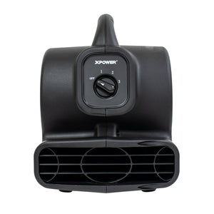 XPOWER P-80A 600 CFM Multi-Purpose Mini Mighty Air Mover, Utility Fan, Dryer, Blower with Built-in Power Outlets - Black