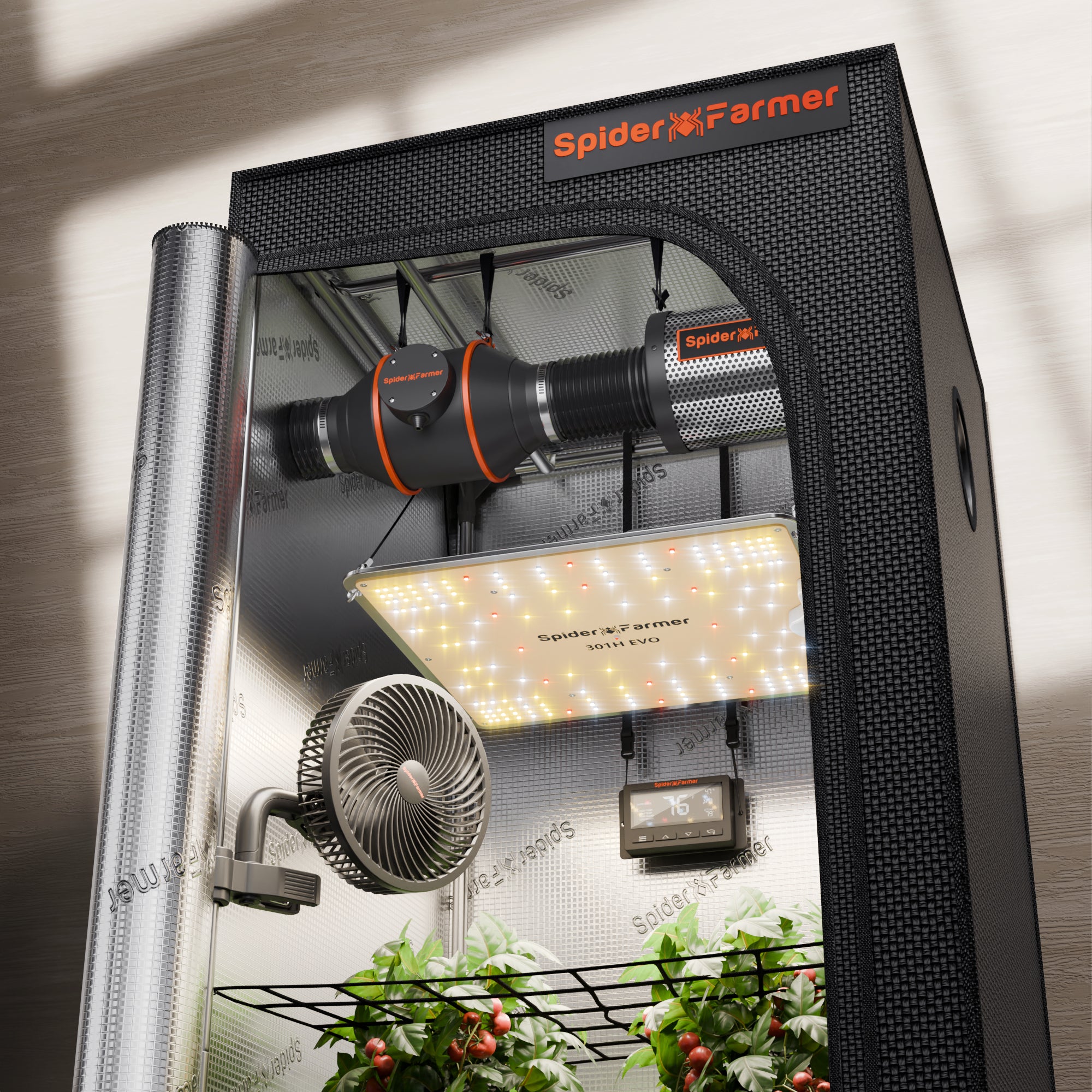 ventilation system for grow tent 2025 Spider Farmer 2x2 Complete Grow Tent Kit丨SF1000 301H EVO Full Spectrum  LED Grow Light丨6” Clip Fan丨4” Ventilation System with Temperature Humidity  Controller