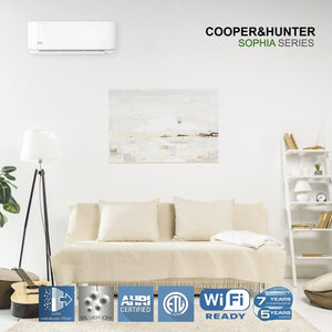 Cooper & Hunter 5 Zone 9000, 9000, 9000, 18000,18000 BTU Ductless Mini Split AC/Heating Wall Mount System Full Set with 25ft Installation Kits