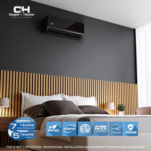 Cooper & Hunter 48,000 BTU Olivia Series, Midnight Edition, Four Zone 6000 + 6000 + 6000 + 24000 BTU Wall Mount Air Handlers Ductless Mini Split A/C and Heater Including Installation Kits