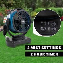 XPOWER FM-68W Multipurpose Oscillating Portable 3 Speed 11" Outdoor Cooling Misting Fan with Built-In Water Pump and Hose