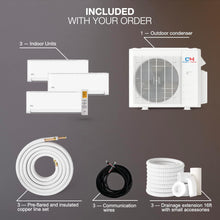 Cooper&Hunter 36,000 BTU, 3 Zone 9000 12000 18000 Ductless Mini Split Air Conditioner Air to Air Heat Pump System, 23.9 SEER2, Including 25ft Installation Kits