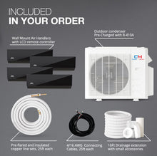 Cooper & Hunter 36,000 BTU Olivia Series, Midnight Edition, Four Zone 9000 + 9000 + 9000 + 9000 BTU Wall Mount Air Handlers Ductless Mini Split A/C and Heater Including Installation Kits