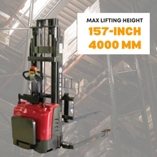 SUNMAX PS3300FE-4M Full-Electric Pallet Stacker – 157" Max Lift Height, 3300 lbs Capacity, Adjustable Legs