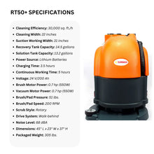 SANITMAX RT50 22" Walk-behind Commercial Floor Scrubber Dryer Machine, 30,000 sqft/h Cleaning Efficiency, 14.5-Gal Sewage Tank