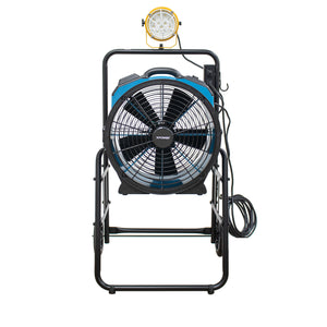 XPOWER FA-420K6 1/3 HP 3600 CFM 5 Speed 18" Warehouse, Dock, Trailer Cooling Fan with Built-in 3-Hour Timer, 420T-Black Mobile Trolley, and L-30 LED Spotlight - Blue