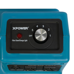 XPOWER X-2480A Commercial 3 Stage Filtration HEPA Purifier System, Negative Air Machine, Airborne Air Cleaner, Mini Air Scrubber with Built-in Power Outlets - Blue