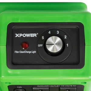 XPOWER X-2480A Commercial 3 Stage Filtration HEPA Purifier System, Negative Air Machine, Airborne Air Cleaner, Mini Air Scrubber with Built-in Power Outlets - Green