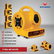 XPOWER P-130A 1/5 HP 800 CFM Multi-Purpose Mini Mighty Air Mover, Utility Fan, Dryer, Blower with Built-in Power Outlets