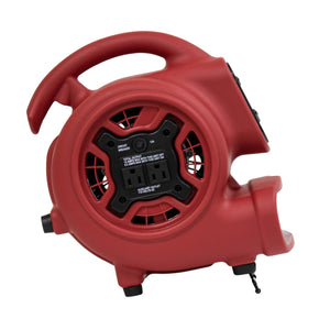 XPOWER P-230AT 1/4 HP 925 CFM Multi-Purpose Mini Mighty Air Mover, Utility Fan, Dryer, Blower with Built-in Power Outlets and Timer - Red