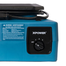 XPOWER PL-700A 1/3 HP 1050 CFM 3 Speed Low Profile Air Mover, Floor Fan, Carpet Dryer with Built-in Power Outlets - Blue