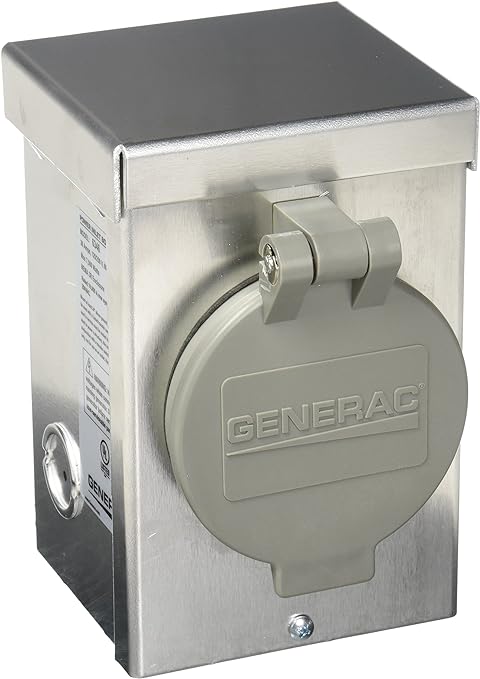 Generac 30 Amp Power Inlet Box, 125/250V, Aluminum, Nema L14-30 With Spring-Loaded Flip Lid On Front