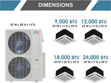 COOPER AND HUNTER Quad 4 Zone Ductless Mini Split Air Conditioner Ceiling Cassette Heat Pump 9000 9000 12000 24000