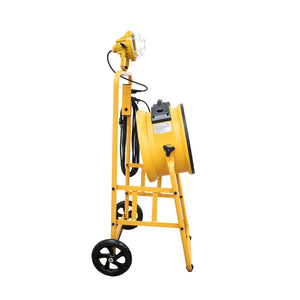 XPOWER FA-300K6 1/4 HP 2100 CFM 4 Speed 14" Warehouse, Dock, Trailer Cooling Fan with Built-in 3-Hour Timer, 300T-Yellow Mobile Trolley, and L-30 LED Spotlight - Yellow