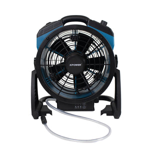 XPOWER FM-65WB Portable Battery Operated Rechargeable Cordless Variable Speed 11" Outdoor Cooling Misting Fan and High Velocity Air Circulator with Built-In Water Pump and Hose