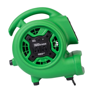 XPOWER P-230AT 1/4 HP 925 CFM Multi-Purpose Mini Mighty Air Mover, Utility Fan, Dryer, Blower with Built-in Power Outlets and Timer - Green