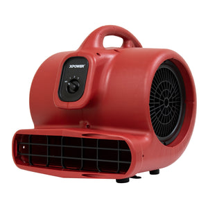 XPOWER X-600A 1/3 HP 2400 CFM 3 Speed Air Mover, Carpet Dryer, Floor Fan, Blower with Built-in GFCI Power Outlets - Red