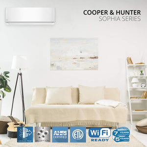 Cooper & Hunter Dual 2 Zone 12,000 30,000 BTU Ductless Mini Split AC/Heating System, Pre-Charged, Heat Pump, 22.5 SEER, Including 25ft Copper Line Set and Communication Wires
