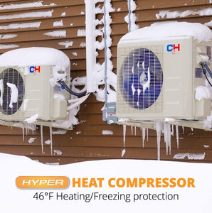 Cooper & Hunter Hyper Heat 48,000 BTU Dual Zone 18,000 + 24,000 BTU Wall Mount Ductless Mini Split Heat Pump Air Conditioner System with Two Installation Kits