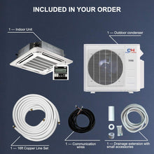 Cooper & Hunter 18,000 BTU Ceiling Cassette Ductless Mini Split AC/Heating System with Heat Pump Wall Thermostat and Installation Kit