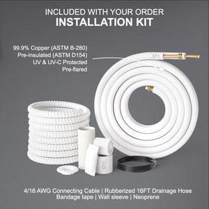 Cooper & Hunter Hyper Heat -22F Dual 2 Zone 9,000 + 9,000 BTU Ductless Mini Split Heat Pump Air Conditioner System Full Set with Two 25FT Installation Kits